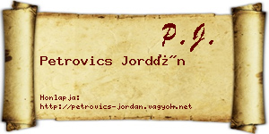 Petrovics Jordán névjegykártya